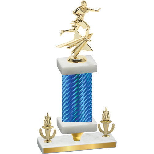 Premium Single Blue Carbon Fiber Victory Flag Football Trophy