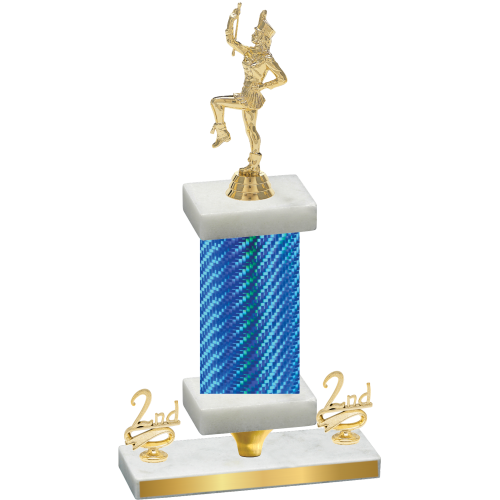 Premium Single Blue Carbon Fiber Second Place Majorette Trophy