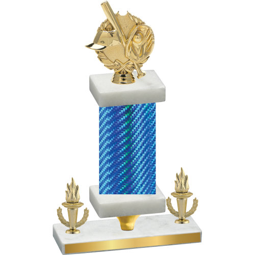 Premium Single Blue Carbon Fiber Victory Baseball Trophy
