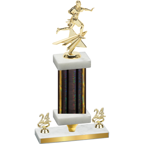 Premium Single Black Glacier Year Flag Football Trophy