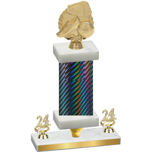 Premium Single Black Carbon Fiber Year Soccer Trophy