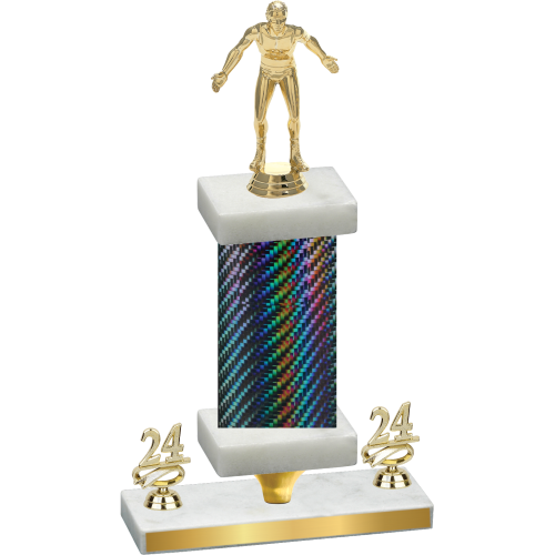 Premium Single Black Carbon Fiber Year Wrestling Trophy