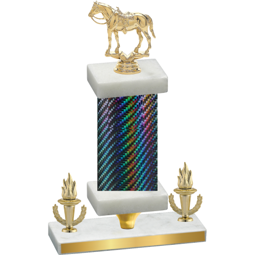 Premium Single Black Carbon Fiber Victory Horses Trophy