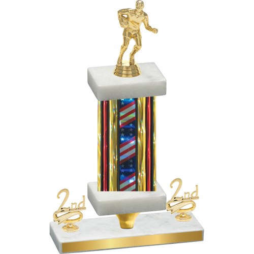 Premium Single Flag USA Second Place Rugby Trophy