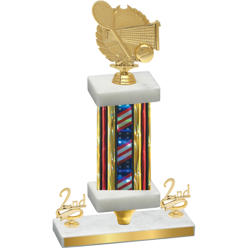 Premium Single Flag USA Second Place Tennis Trophy