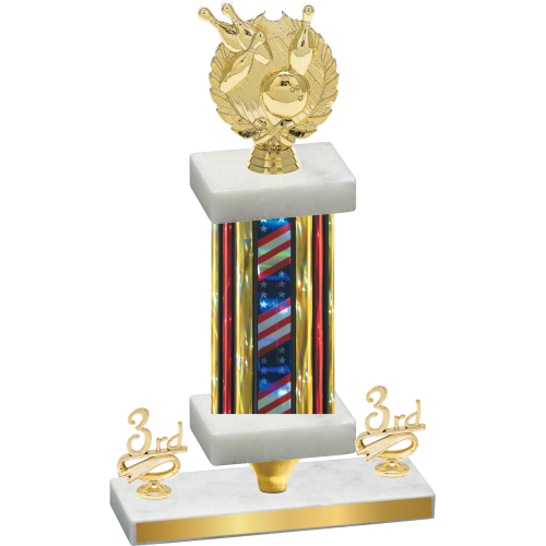 Premium Single Flag USA Third Place Bowling Trophy