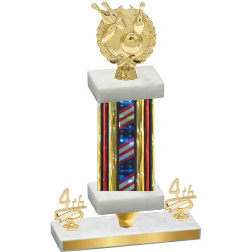 Premium Single Flag USA Fourth Place Bowling Trophy