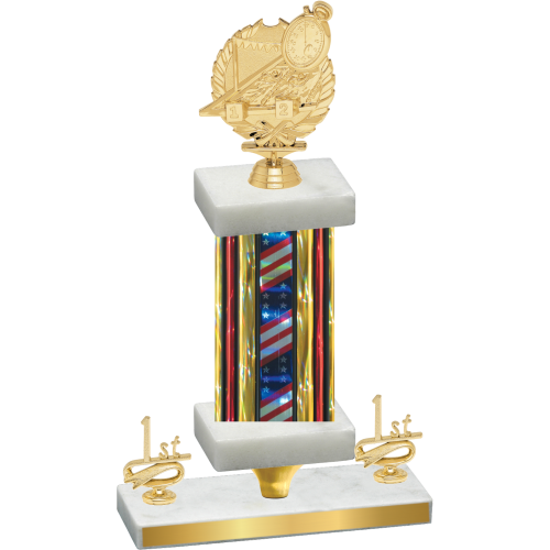 Premium Single Flag USA First Place Swimming Trophy