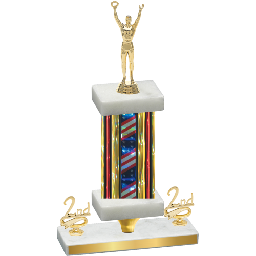 Premium Single Flag USA Second Place Victory Trophy