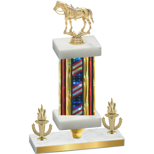 Premium Single Flag USA Victory Horses Trophy