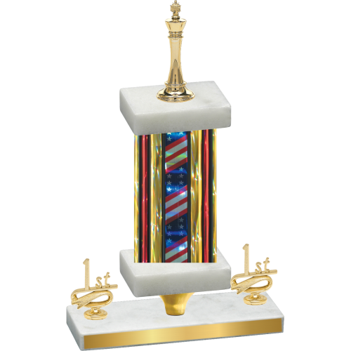 Premium Single Flag USA First Place Chess Trophy