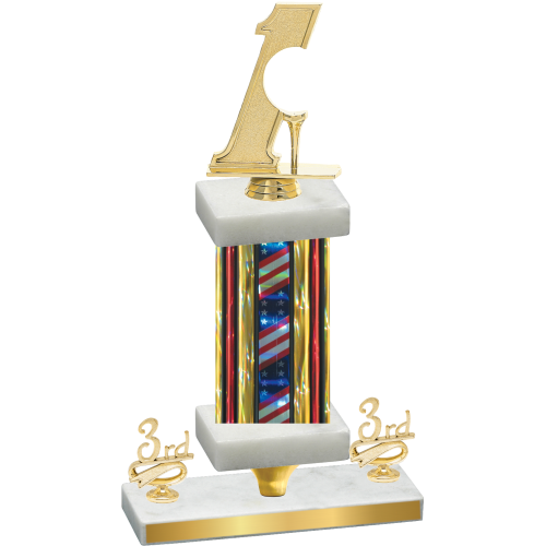 Premium Single Flag USA Third Place Golf Trophy