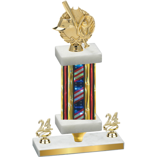 Premium Single Flag USA Year Baseball Trophy