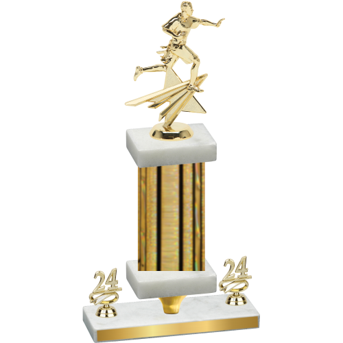 Premium Single Gold Glacier Year Flag Football Trophy