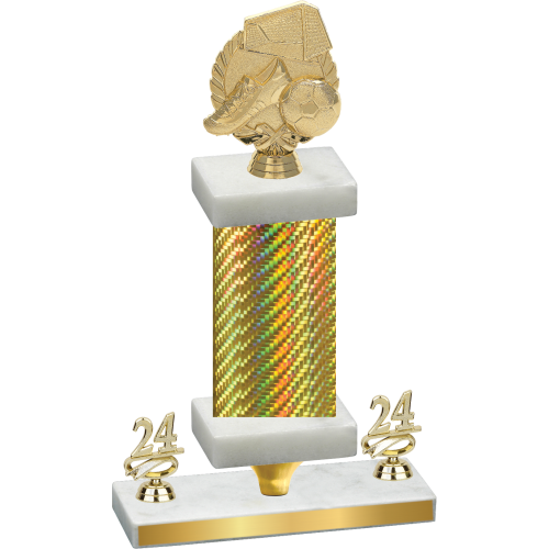 Premium Single Gold Carbon Fiber Year Soccer Trophy