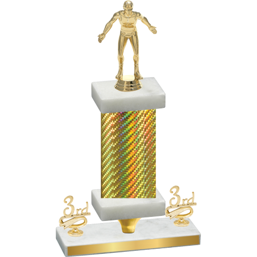 Premium Single Gold Carbon Fiber Third Place Wrestling Trophy