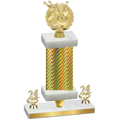 Premium Single Gold Carbon Fiber Year Bowling Trophy