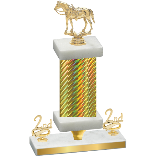 Premium Single Gold Carbon Fiber Second Place Horses Trophy