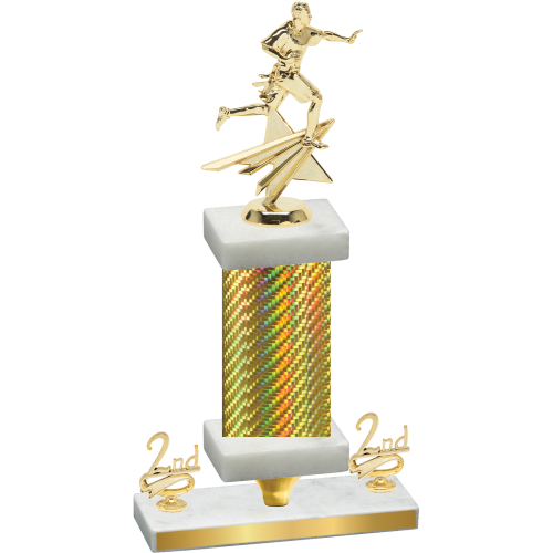 Premium Single Gold Carbon Fiber Second Place Flag Football Trophy