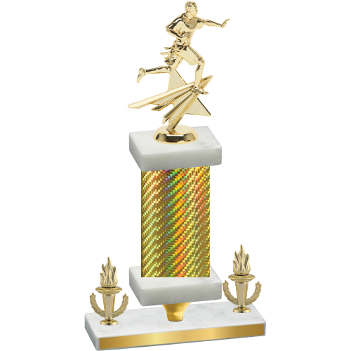 Premium Single Gold Carbon Fiber Victory Flag Football Trophy