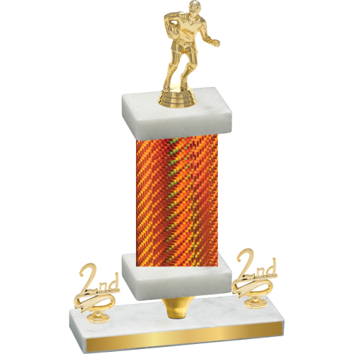 Premium Single Orange Carbon Fiber Second Place Rugby Trophy