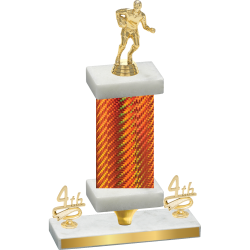 Premium Single Orange Carbon Fiber Fourth Place Rugby Trophy