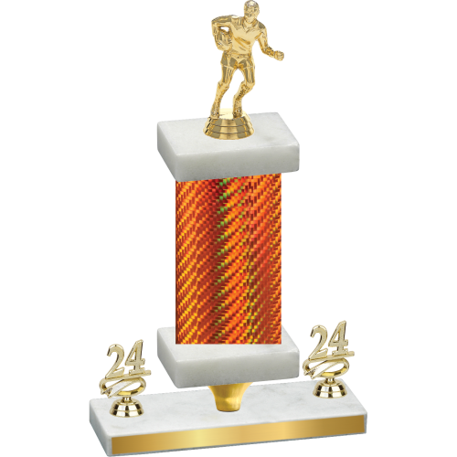 Premium Single Orange Carbon Fiber Year Rugby Trophy