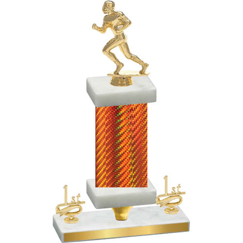 Premium Single Orange Carbon Fiber First Place Football Trophy