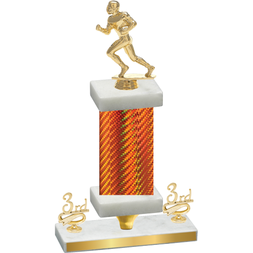 Premium Single Orange Carbon Fiber Third Place Football Trophy