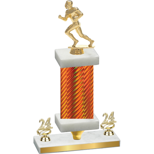 Premium Single Orange Carbon Fiber Year Football Trophy