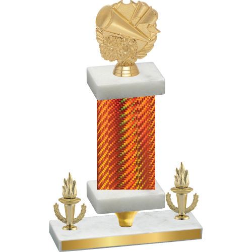 Premium Single Orange Carbon Fiber Victory Cheerleading Trophy
