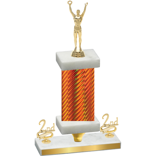 Premium Single Orange Carbon Fiber Second Place Victory Trophy