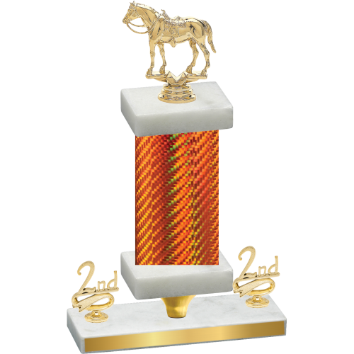 Premium Single Orange Carbon Fiber Second Place Horses Trophy
