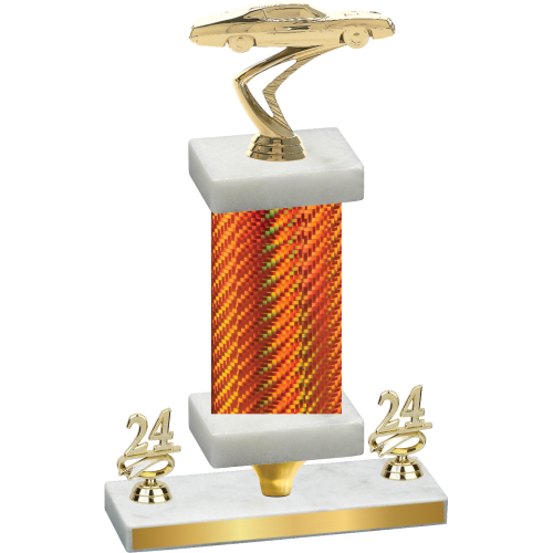 Premium Single Orange Carbon Fiber Year Cars Trophy