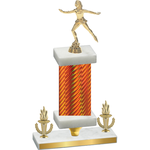 Premium Single Orange Carbon Fiber Victory Skater Trophy