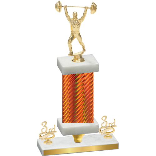 Premium Single Orange Carbon Fiber Third Place Weights Trophy