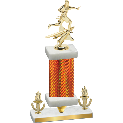 Premium Single Orange Carbon Fiber Victory Flag Football Trophy