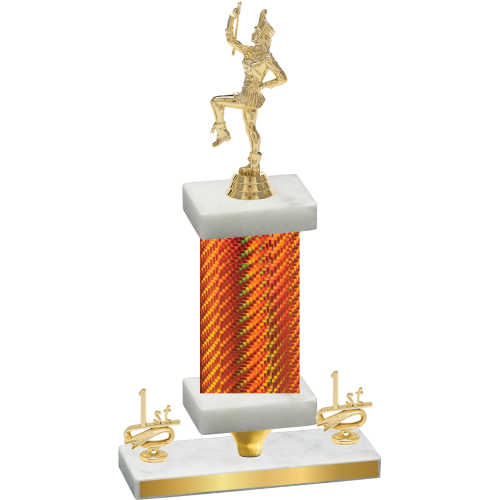Premium Single Orange Carbon Fiber First Place Majorette Trophy