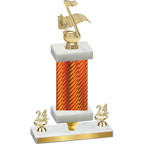 Premium Single Orange Carbon Fiber Year Music Trophy