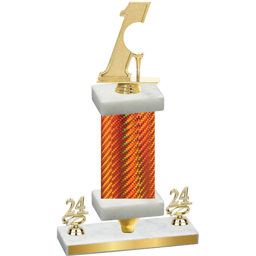 Premium Single Orange Carbon Fiber Year Golf Trophy