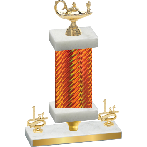 Premium Single Orange Carbon Fiber First Place Academics Trophy
