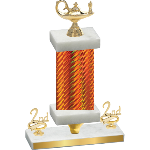 Premium Single Orange Carbon Fiber Second Place Academics Trophy