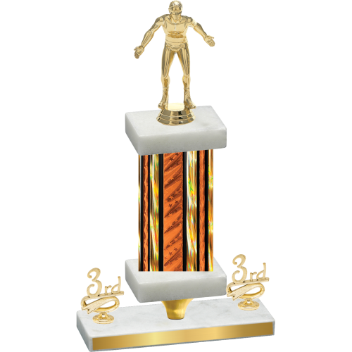Premium Single Orange Glacier Third Place Wrestling Trophy
