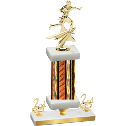 Premium Single Orange Glacier Second Place Flag Football Trophy