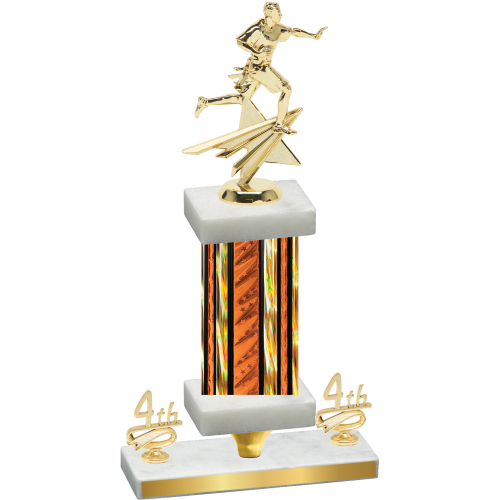 Premium Single Orange Glacier Fourth Place Flag Football Trophy