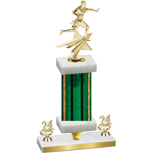 Premium Single Green Glacier Year Flag Football Trophy