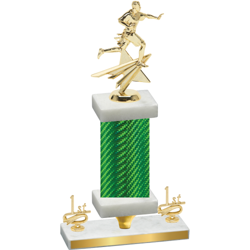 Premium Single Green Carbon Fiber First Place Flag Football Trophy