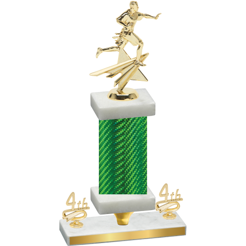 Premium Single Green Carbon Fiber Fourth Place Flag Football Trophy