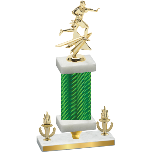 Premium Single Green Carbon Fiber Victory Flag Football Trophy