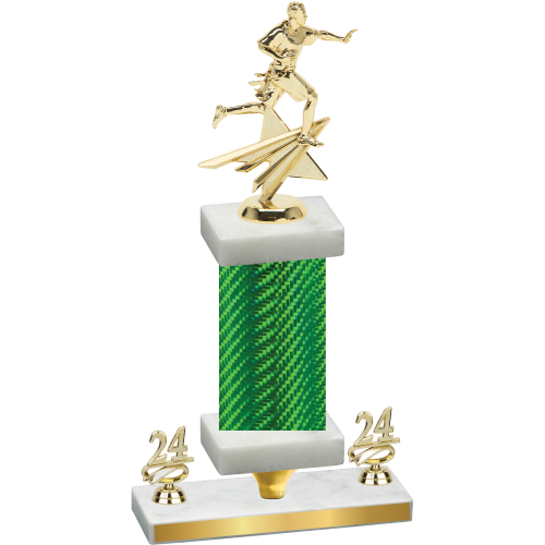 Premium Single Green Carbon Fiber Year Flag Football Trophy